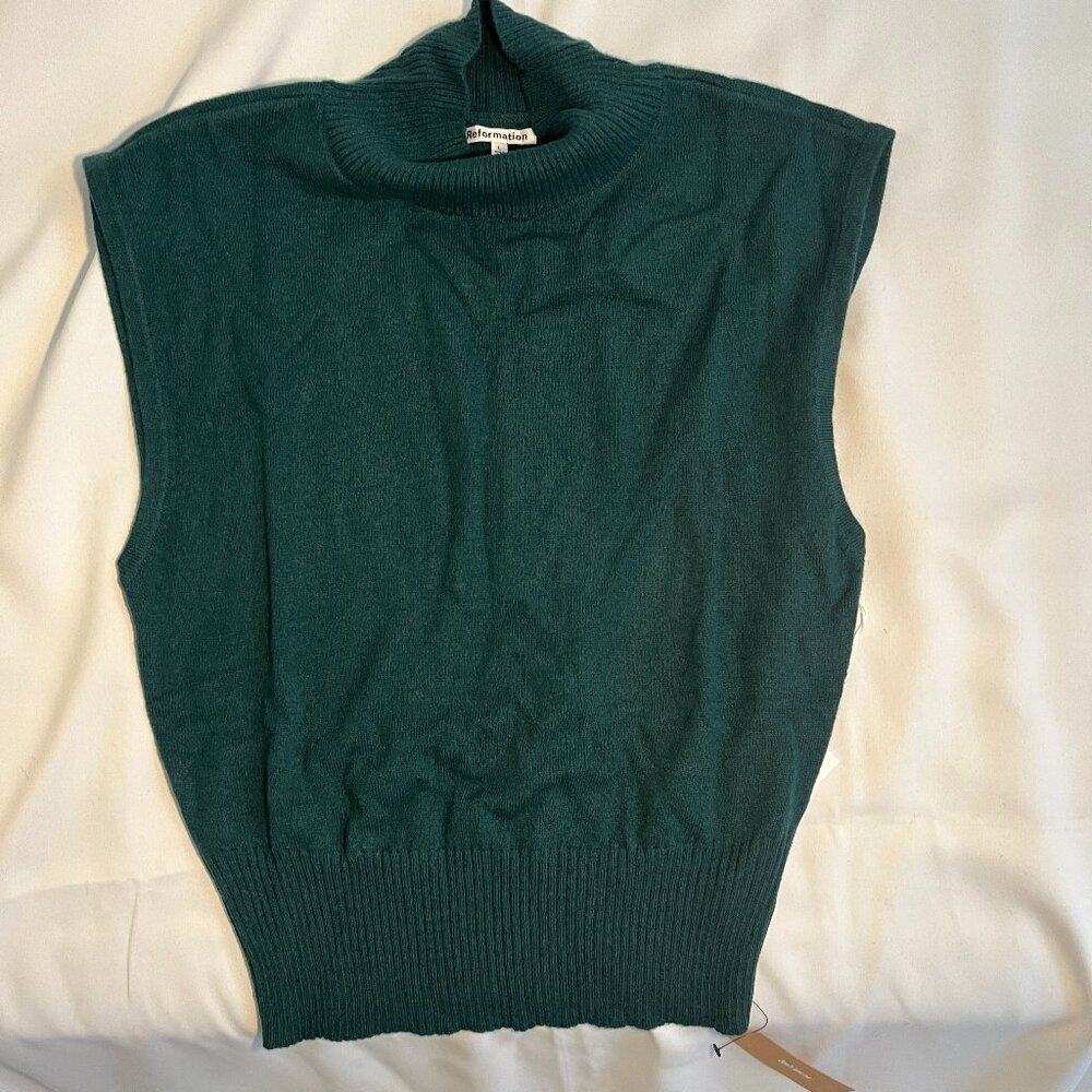 Reformation Arco Cashmere Sleeveless Turtleneck Sweater - Sycamore - Large